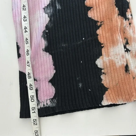 Ribbed Tie-Dye Dress L Bodycon V-Neck Bleach Wash Grunge Indie Sleaze Streetwear - Picture 13 of 13